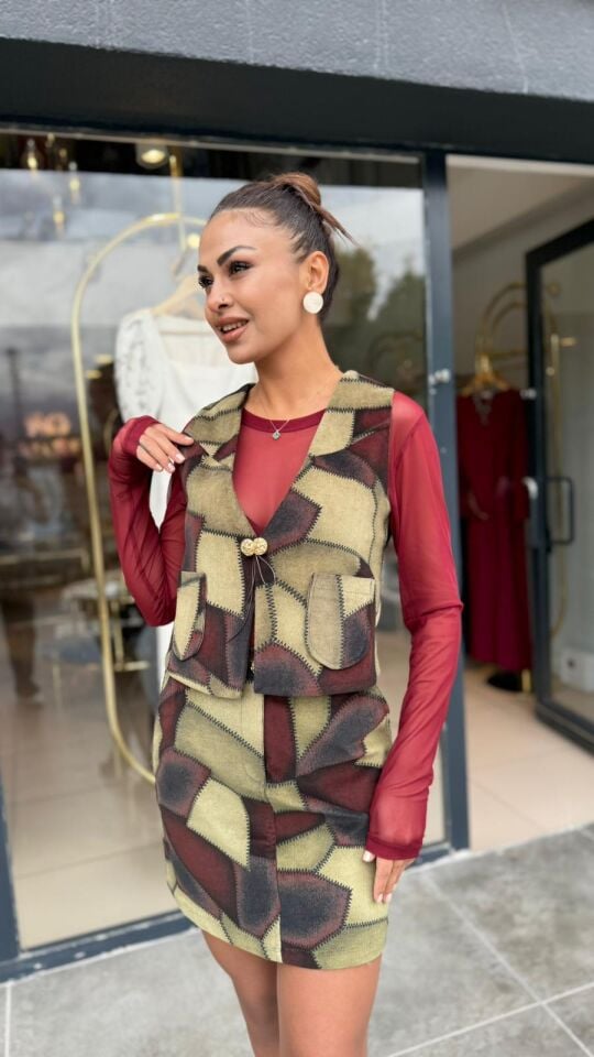 Patchwork Yelek Multi