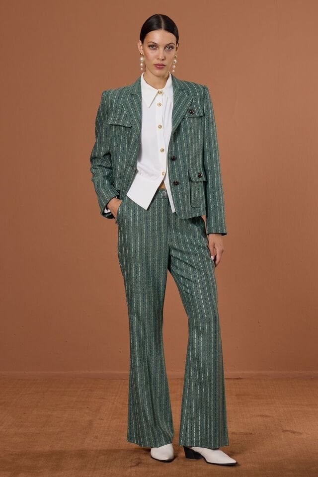 Çizgili Yeşil Ceket